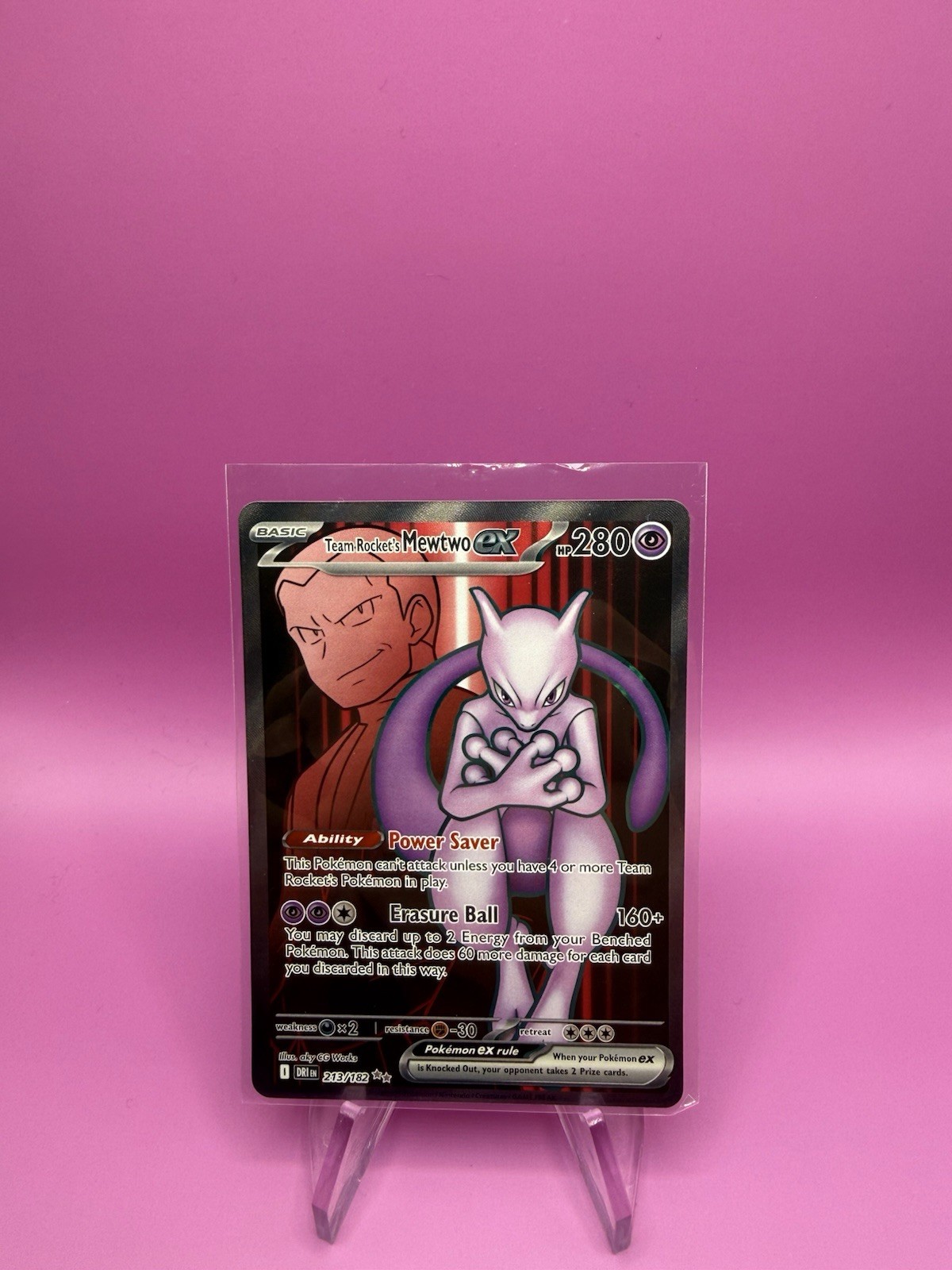 Team Rocket's Mewtwo ex 213/182 Destined Rivals Ultra Rare Full Art Holo