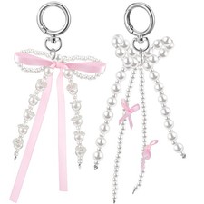 2Pcs Resin Bow Keyrings Cute Fashionable Bag Charms Lightweight Durable Decor