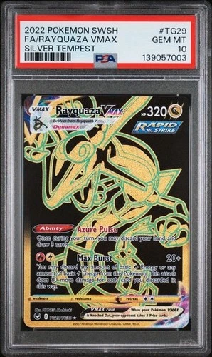 2022 POKEMON SWORD & SHIELD SILVER TEMPEST #TG29 FULL ART/RAYQUAZA VMAX PSA 10