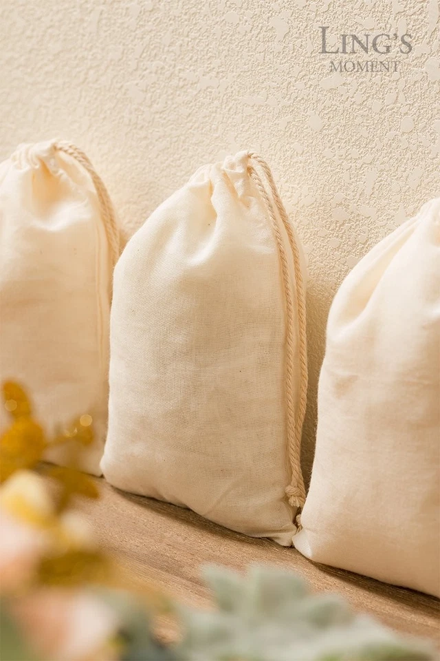 Bolsas Ling's Moment 25 piezas 5x7 algodón natural transparente muselina favor Foto 2 de 4