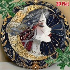 Sun And Moon Girl Round Aluminum Vintage Tin Metal Signs Home Décor Garden Yard 