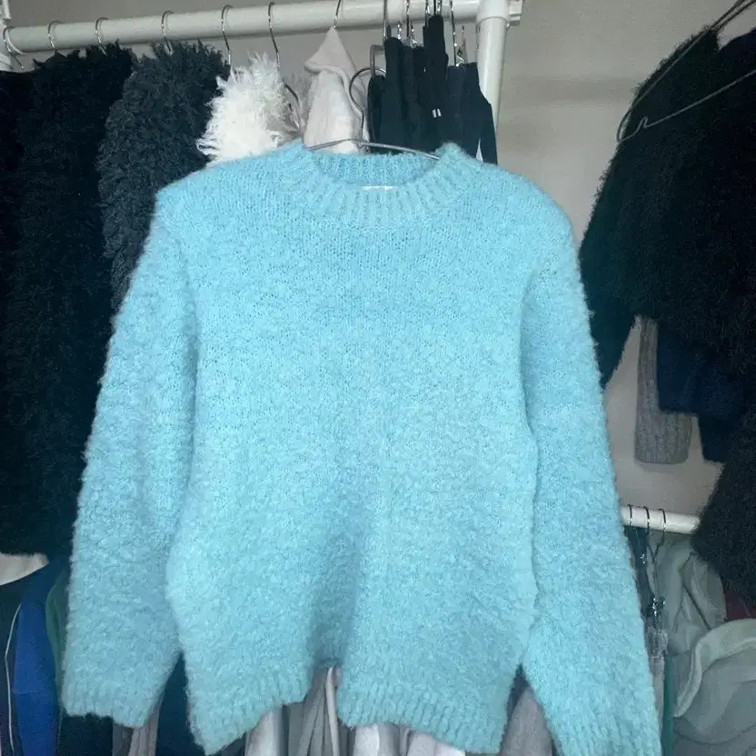 D2 Light Blue Side Split Patterned Knit Sweater -… - image 2