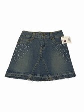 route 66 vintage girls demin skirt jean rhinestones pink clear gems size 10