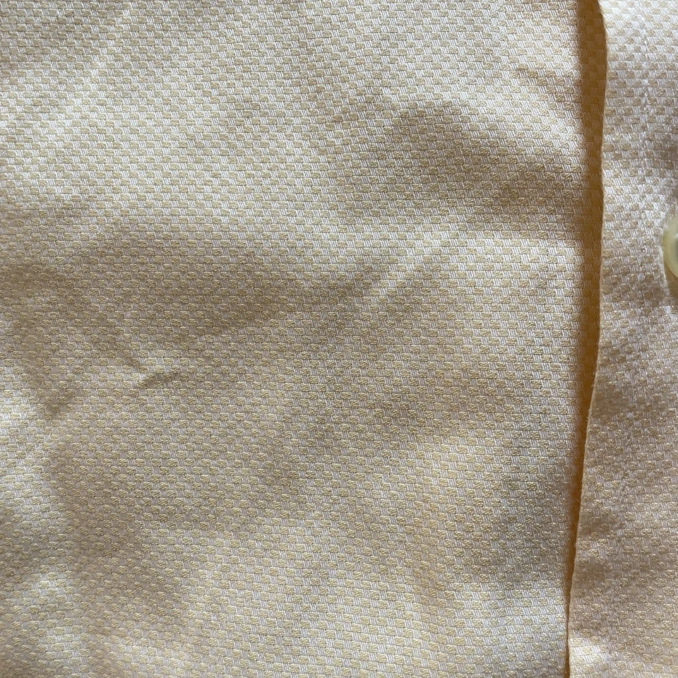 Camisa de vestir Corneliani para hombre amarilla melocotón microcuadros botón frontal camisa grande Foto 4 de 4