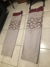 Beige Brown Red Cotton Embroidered Eyelet Thick Lined Curtains , 160 X 132cm