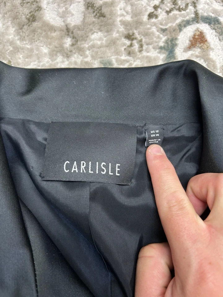 Carlisle дизайнерская куртка черный напечатано траншея женщин размер 12 отличное - Изображение 3 из 4