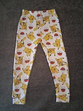 Kids Pokemon Pikachu All Over Print Joggers pajama pants White Yellow size 4