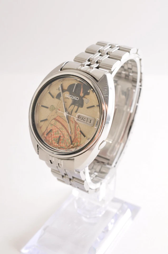 Seiko 5 Actus 7019-7070 Overhauled Ukiyo-e "Woman Blowing a Glass Toy " #1 - Image 4 of 4