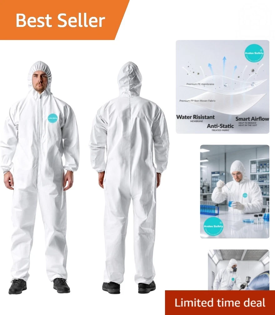 Microporous Hazmat Suit XX-Large - Durable Coverall for Painting & Maintenance - product detail image 1