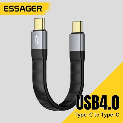 Essager USB 4.0 Type-c Cable 40GBPS Data Video 240W PD - 60W USB3.1 / 12.5cm