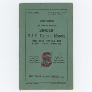 Vintage Singer Nähmaschine BAK Elektromotoren Anleitungsheft Manual K5959