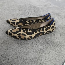 Rothy's The Point Shoes Womens Size 8 Brown Leopard Knit Flats Pointed Toe Eco