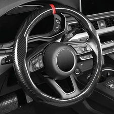 Labbyway Carbon Fiber Steering Wheel Cover, Universal 15 inch, Breathable, Anti-