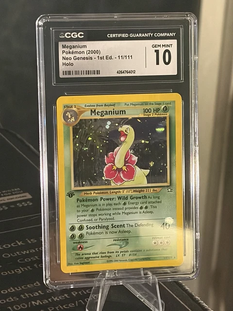 MEGANIUM CGC 10 HOLO NEO GENESIS 1ST ED EDITION 2000 #11 - POP 60 & Tree Swirl!