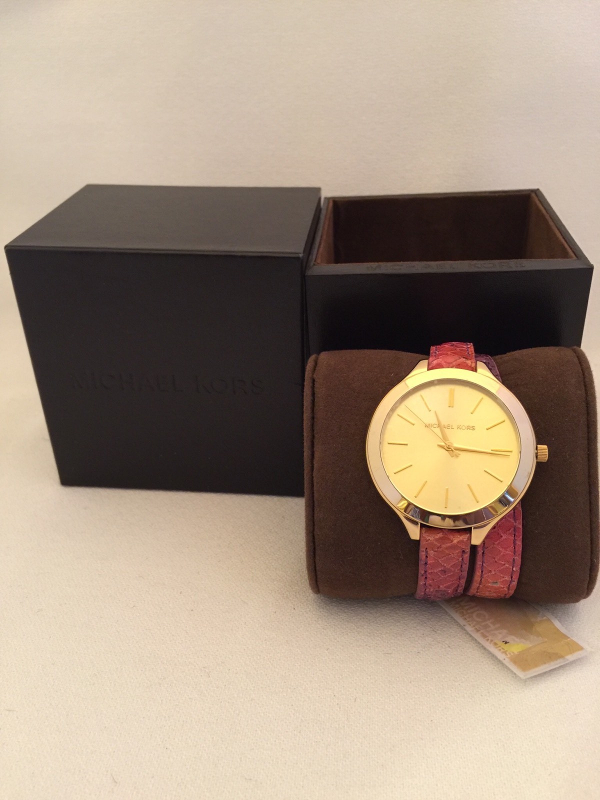 🎗NWT MICHAEL KORS MK2390 WOMEN'S ROSE COLOR DOUBLE BAND WATCH🎗