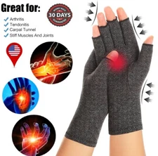 Half Finger Copper Arthritis Compression Gloves Hand Support Joint Pain Relief