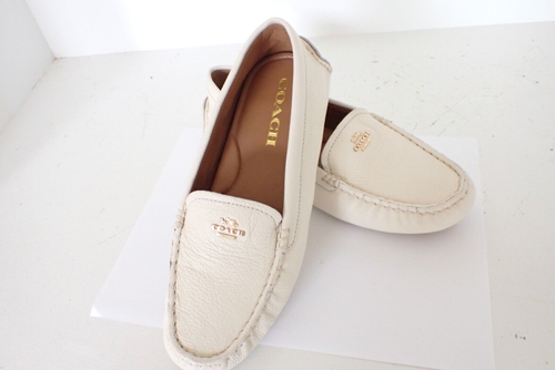 Coach A00276 Women's Sz 6B Ivory Cream Amber Slip On Shoes Signature Loafers