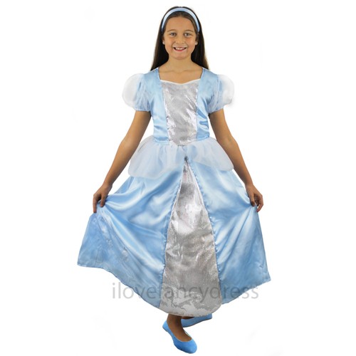 GIRLS BLUE PRINCESS COSTUME CHILDS KIDS SCHOOL BOOK WEEK FAIRYTALE FANCY DRESS - Picture 2 of 12