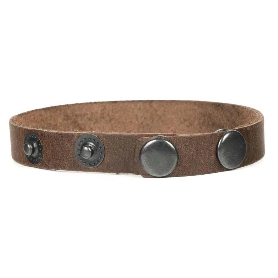 Pulsera estrecha de cuero marrón ucraniano "Слава Україні" soporte con Ucrania - Imagen 2 de 4