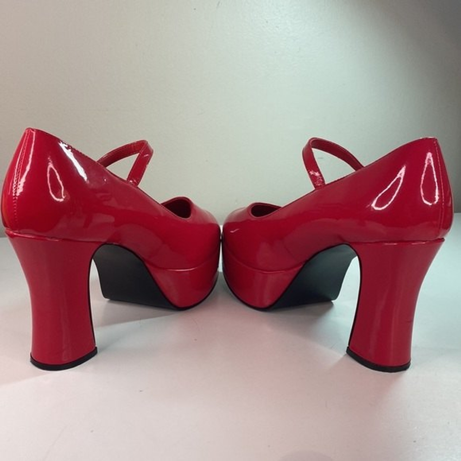 FUNTASMA Red Mary Jane Cosplay Platform Heels Gem