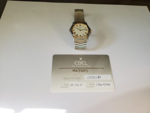 Vintage Men's Ebel Classic Wave 18k Gold Bezel 35mm Roman Numerals Style 181909 - Picture 3 of 13