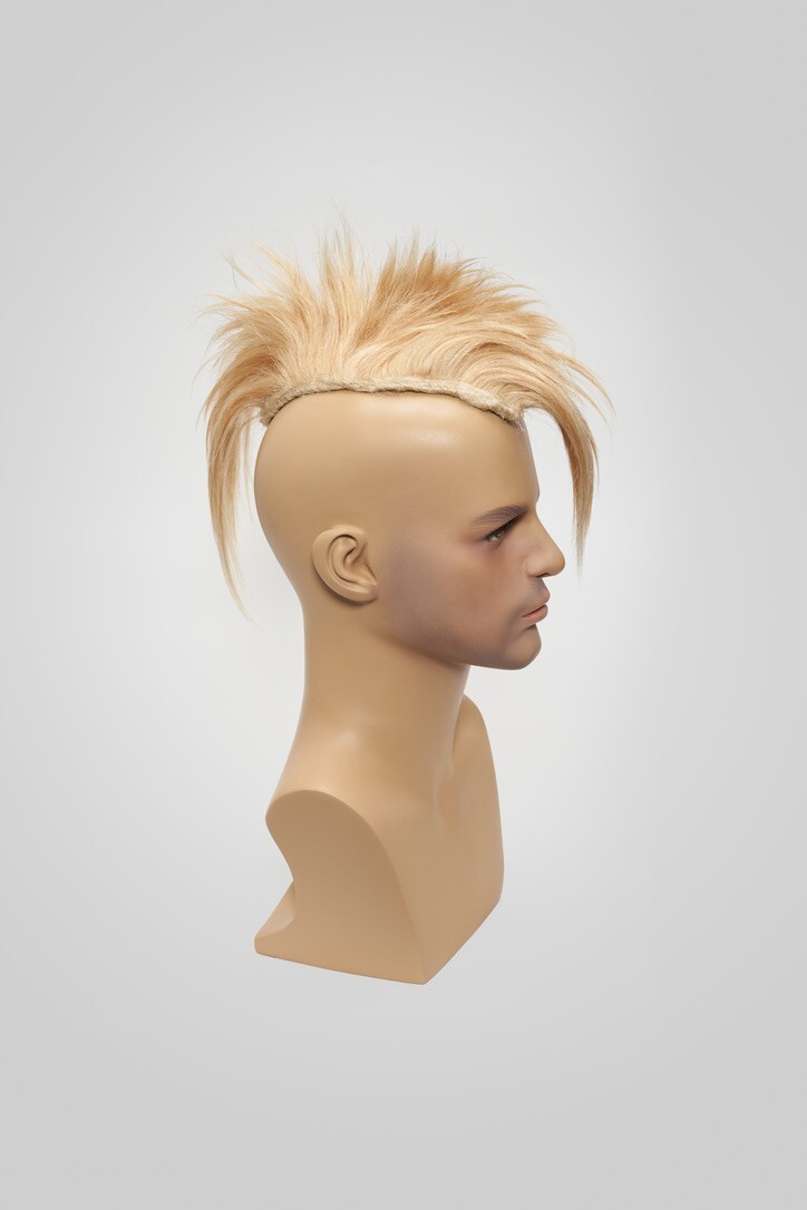 Wigs Blonde Human Hair Mohawk Glued Clipin Hairpiece Mohican Cyber