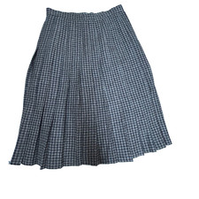 Vintage Women's Pleated A-Line Skirt Pure New Wool Plaid Multicolor Size 16