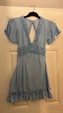 CBR blue frill cut out mini summer dress size small