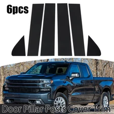 6x Gloss Black Pillar Posts Window Trim For Chevy Silverado 1500 2500 2019-2023