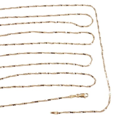 Massive 18K Gelbgold gedrehte Serpentin lange Kette Glieder Halskette 40'' 1 mm