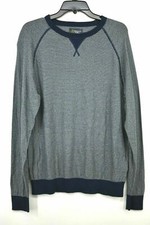 Wallin  Bros Mens Transitional Striped Sweater Blue Print Crew Neck NWT