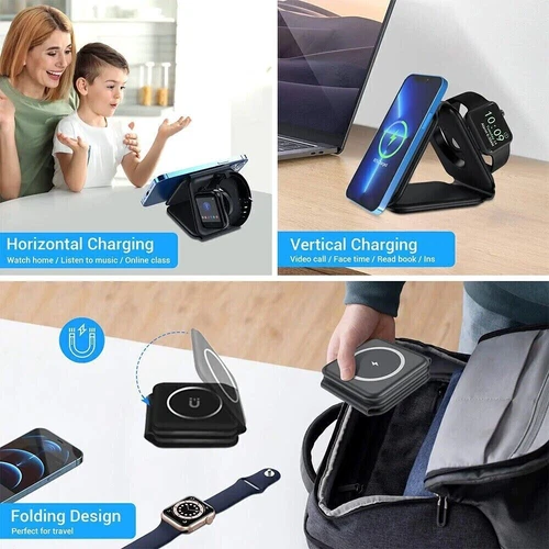 Wireless Charger Dock Charging Station 3 in 1 For Apple Watch iPhone 13 14 15 16 - Picture 2 of 13