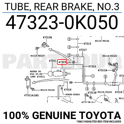 TOYOTA Genuine 47323-60531 Brake Tube 