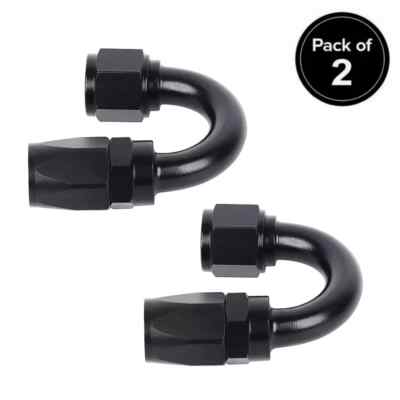 2Pcs Black Swivel Hose End Fitting Adaptor 8AN 180 Degree for CPE Braided Hose