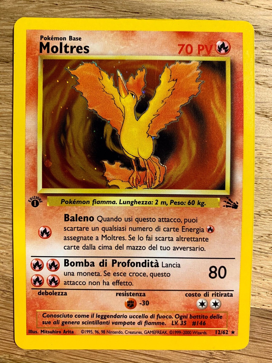 Moltres 1st Edition Holo NEAR MINT - RARE Italian Edition - Fossil