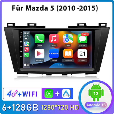 6+128G Für Mazda 5 2010-2015 Carplay Android 14 Autoradio GPS Navi RDS WIFI +DAB