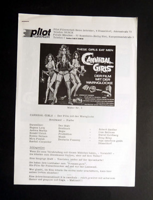 CANNIBAL GIRLS * WERBERATSCHLAG Campaign Book ´74 EUGENE LEVY Filles Cannibales