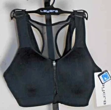 Layer 8 Maximum Support Zip Wick-Dry Molded Cup Sports Bra Size 32-34 A/B NWT