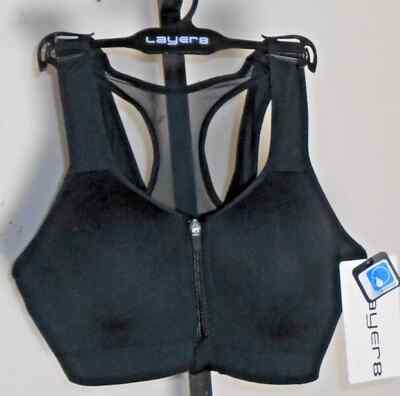 Layer 8 Maximum Support Zip Wick-Dry Molded Cup Sports Bra Size 32-34 A/B NWT
