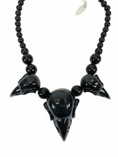 Crow Skull Head Necklace Goth Punk Raven Skul...