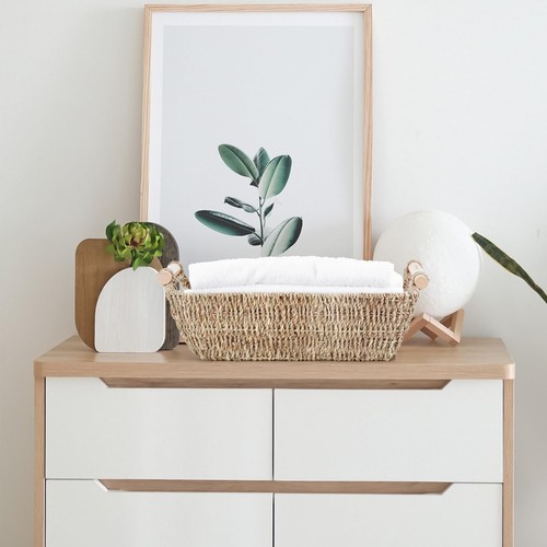Storage Basket Hand-Woven Large Storage Baskets with Wooden Handles Seagrass ... - Picture 5 of 7