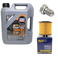 Motoröl Set 5W-30 5 Liter + Ölfilter SH 4025 P + Schraube für Audi Seat Skoda VW