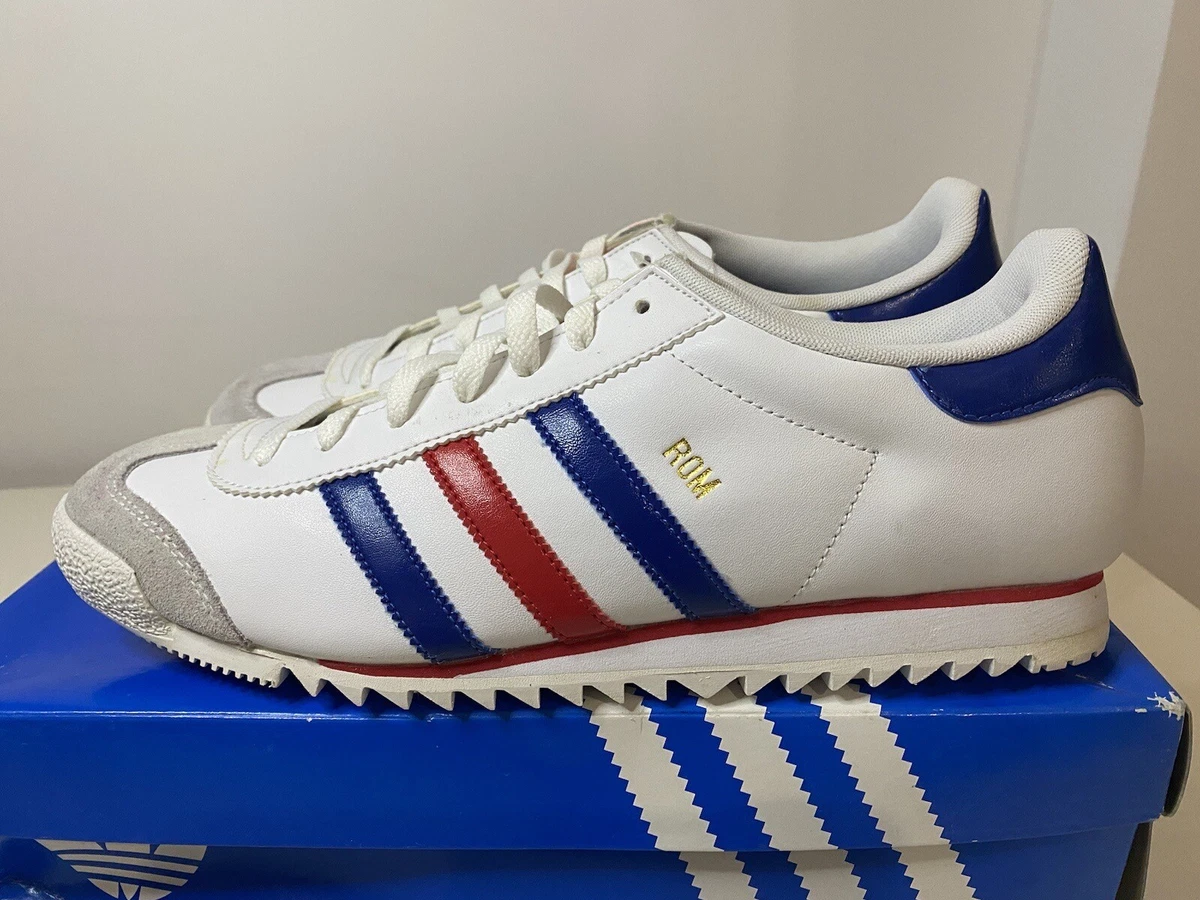 Adidas rom trainers cheap white blue