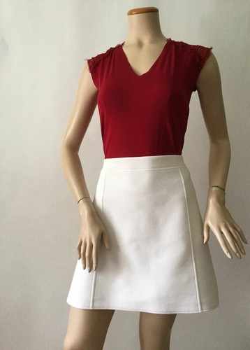 NUEVA Falda Elástica Ralph Lauren Etiqueta Púrpura Blanca Acanalada (Talla XL) - ¡$1295.00! - Imagen 5 de 12