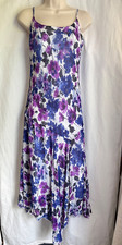 PER UNA M&S Purple Blue Floral Strappy Long Dress Size 12 Floaty Summer Holiday