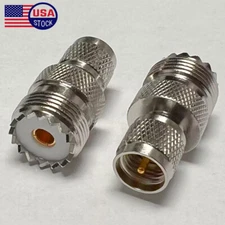 2X RF Coax Adapter Mini UHF Male to UHF Female SO239 PL259 For Kenwood Motorola