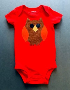 Baby Unisex Ss One Piece Carter S 6m Orange Added Coordinating Owl Applique Ebay