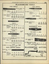 1920 PAPER AD Plumb Blacksmith Tools Cold Hot Chisel Farriers' Pinchers 