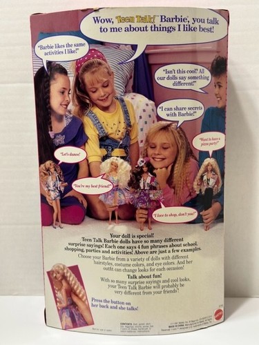 Teen Talk Barbie Doll 1991 Mattel Brunette 5745 Vintage NRFB - Picture 9 of 10