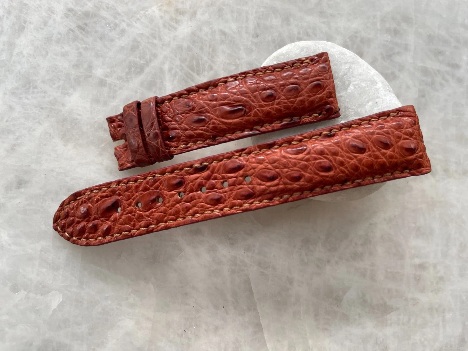 20mm/18mm Red Brown Alligator Crocodile Print Leather Watch Strap Band